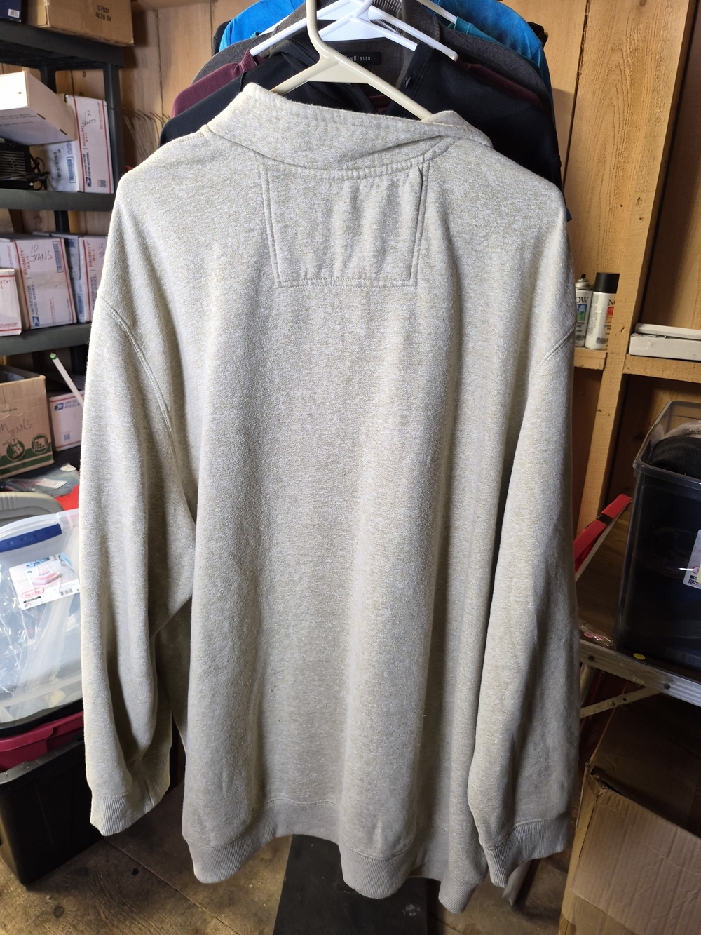 IZOD Advantage Men's Quarter-Zip Sweater - Light Beige Bin 57 - Picture 2 of 4